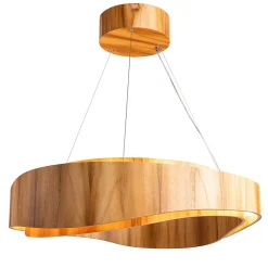 Elstead Moderne Hängelampe LED rund Ø 80 cm groß Teak Holz Furnier* Hängelampen|Bürolampen