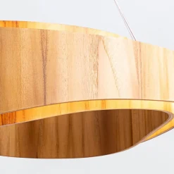 Elstead Moderne Hängelampe LED rund Ø 80 cm groß Teak Holz Furnier* Hängelampen|Bürolampen