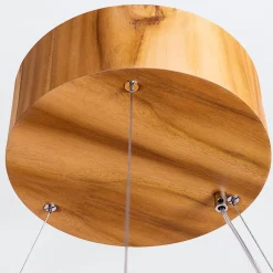 Elstead Moderne Hängelampe LED rund Ø 80 cm groß Teak Holz Furnier* Hängelampen|Bürolampen