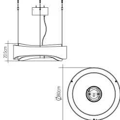 Elstead Moderne Hängelampe LED rund Ø 80 cm groß Teak Holz Furnier* Hängelampen|Bürolampen