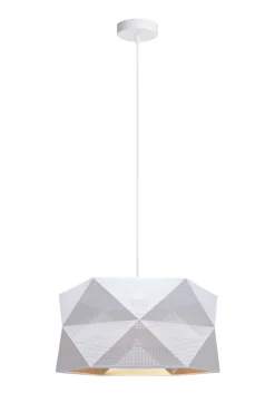 Discount Belis Moderne Hängeleuchte Stoff blendarm E27 L:70 Weiß Beige