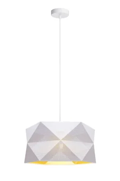 Discount Belis Moderne Hängeleuchte Stoff blendarm E27 L:70 Weiß Beige