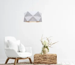 Discount Belis Moderne Hängeleuchte Stoff blendarm E27 L:70 Weiß Beige