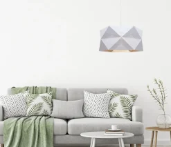 Discount Belis Moderne Hängeleuchte Stoff blendarm E27 L:70 Weiß Beige