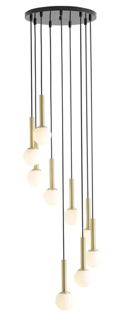 ALDEX Moderne Pendelleuchte 9-flammig in Schwarz Messing G9* Bürolampen|Kugellampen