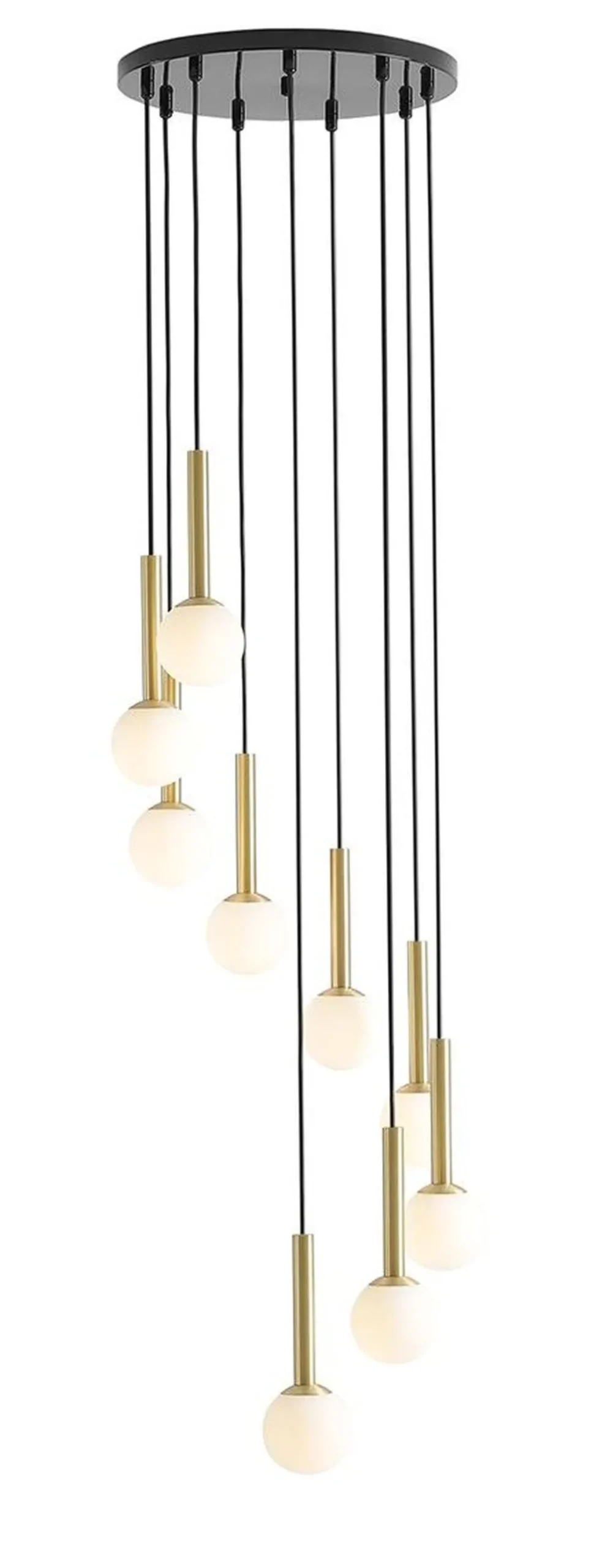 ALDEX Moderne Pendelleuchte 9-flammig in Schwarz Messing G9* Bürolampen|Kugellampen