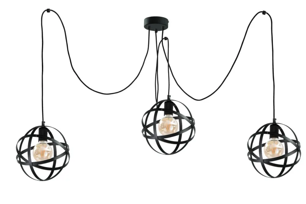 Keter Moderne Pendelleuchte Schwarz 3-flammig flexibel* Hängelampen|Kugellampen