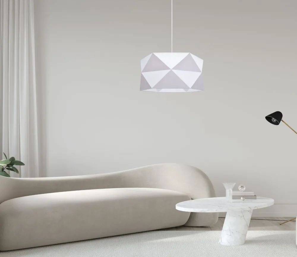 New Belis Moderne Pendelleuchte Stoff blendarm E27 L:70 Weiß