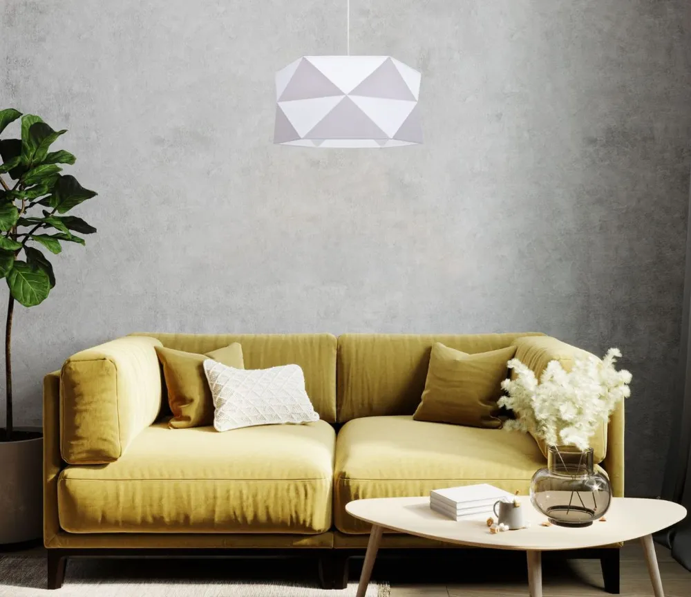 New Belis Moderne Pendelleuchte Stoff blendarm E27 L:70 Weiß