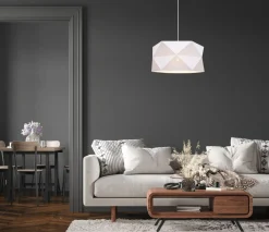 Sale Belis Moderne Pendelleuchte Stoff blendarm E27 L:70 Weiß Gold