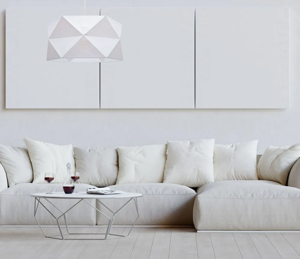 Sale Belis Moderne Pendelleuchte Stoff blendarm E27 L:70 Weiß Gold