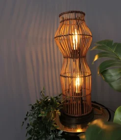 Online Eco-Light Moderne Stehlampe Bambus Natur Schwarz E27 60 cm klein