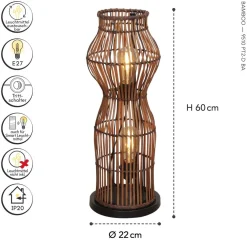 Online Eco-Light Moderne Stehlampe Bambus Natur Schwarz E27 60 cm klein