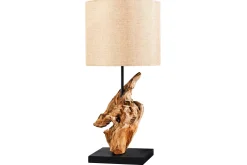 Invicta Interior Moderne Tischleuchte blendarm Stoff Holz E27 58 cm groß* Tischlampen|Schlafzimmer Lampen