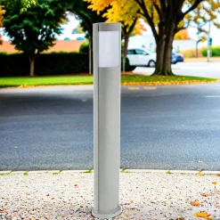 SU-MA Moderne Wegeleuchte außen IP54 oval in Silber E27* Metall Lampen|Wegeleuchten