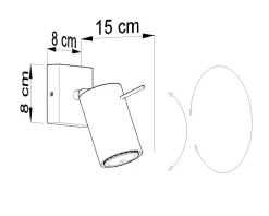 Best Sollux Moderner Wand Spot Grau Stahl rund flexibel GU10