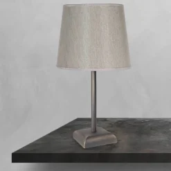 Clearance Giovanni Battista Nachttischlampe E27 Messing Stoff 35 cm in Bronze matt Beige