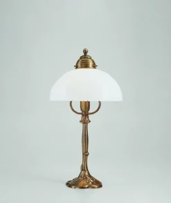 Berliner Messingleuchten Nachttischlampe Echt-Messing Glas E27 44 cm Jugendstil* Wohnzimmerlampen|Metall Lampen