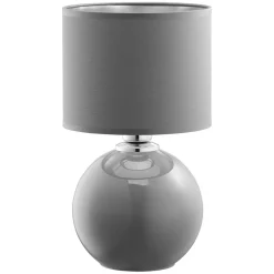 TK Lighting Nachttischlampe Glas Stoff Grau Graphit E27 36 cm* Glaslampen|Stofflampen