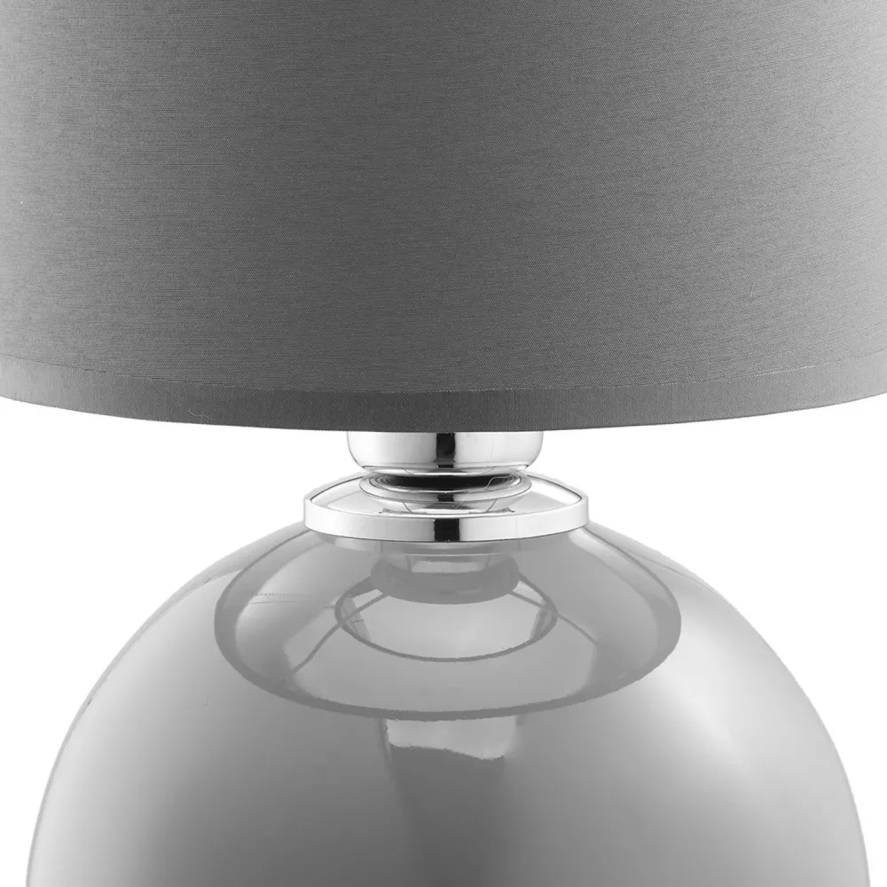 TK Lighting Nachttischlampe Glas Stoff Grau Graphit E27 36 cm* Glaslampen|Stofflampen