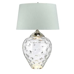 Elstead Nachttischlampe Glas Stoff 78,7 cm beleuchteter Sockel* Wohnzimmerlampen|Glaslampen