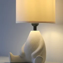 Clearance Just Light NachtTischlampe Keramik Stoff sitzendes Männchen 32 cm