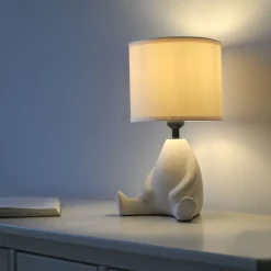 Clearance Just Light NachtTischlampe Keramik Stoff sitzendes Männchen 32 cm