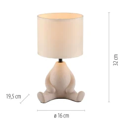 Clearance Just Light NachtTischlampe Keramik Stoff sitzendes Männchen 32 cm