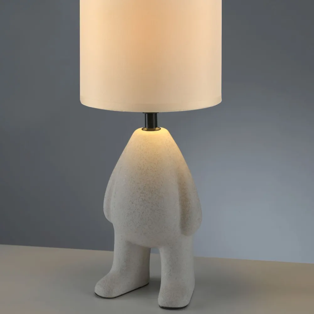 Just Light NachtTischlampe Keramik Stoff Teddy 38 cm E27 blendarm* Wohnzimmerlampen|Schlafzimmer Lampen