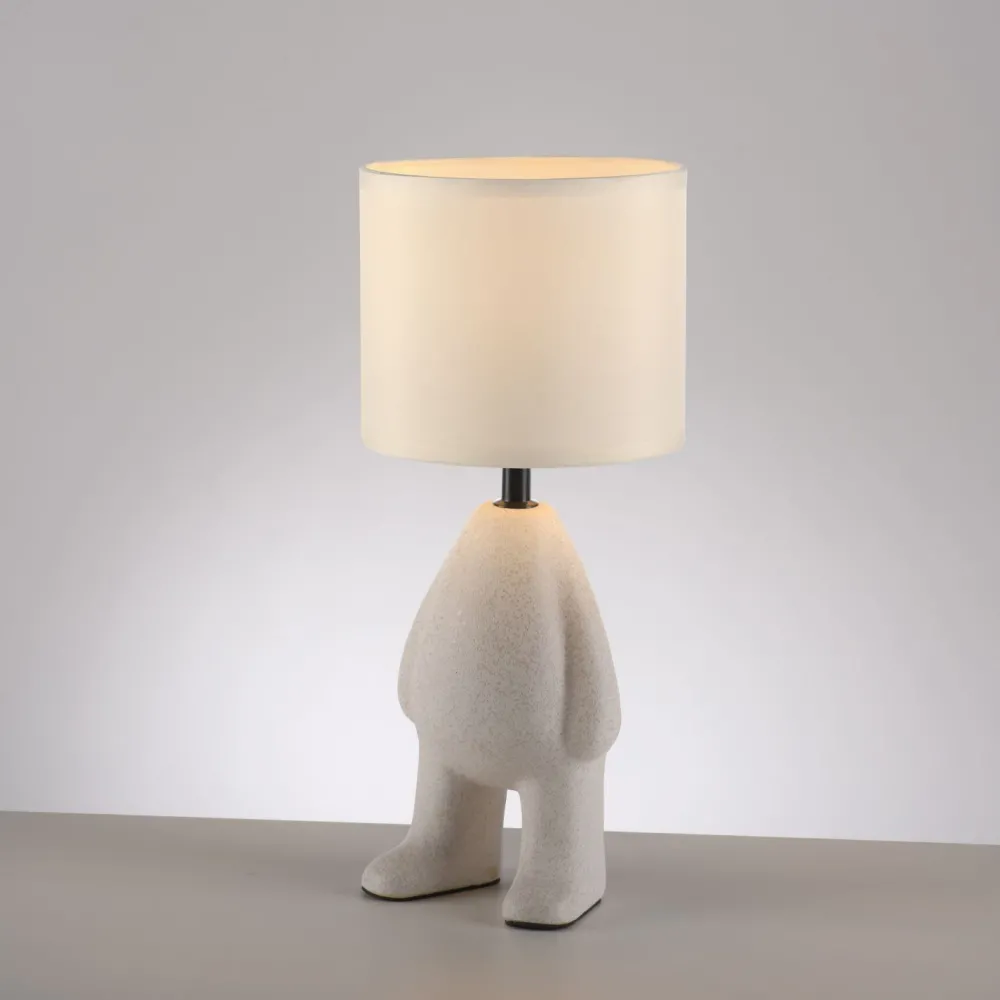 Just Light NachtTischlampe Keramik Stoff Teddy 38 cm E27 blendarm* Wohnzimmerlampen|Schlafzimmer Lampen