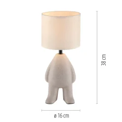 Just Light NachtTischlampe Keramik Stoff Teddy 38 cm E27 blendarm* Wohnzimmerlampen|Schlafzimmer Lampen