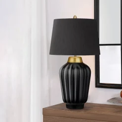 Elstead Nachttischlampe Keramik Stoff 56,2 cm hoch E27* Tischlampen|Schlafzimmer Lampen