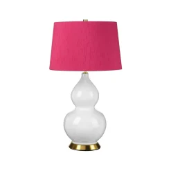 Hot Elstead Nachttischlampe Keramik Stoff 64 cm E27 Weiß Pink