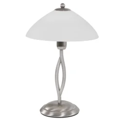 Steinhauer Nachttischlampe Metall Glas in Stahl Weiß E27 45 cm