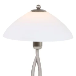 Steinhauer Nachttischlampe Metall Glas in Stahl Weiß E27 45 cm