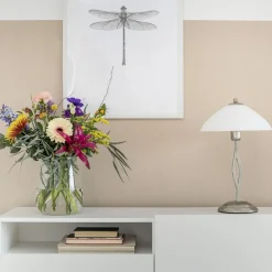 Steinhauer Nachttischlampe Metall Glas in Stahl Weiß E27 45 cm