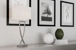 By Rydéns Nachttischlampe Metall Stoff 52 cm Chrom Weiß E27* Wohnzimmerlampen|Schlafzimmer Lampen