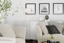 By Rydéns Nachttischlampe Metall Stoff 52 cm Chrom Weiß E27* Wohnzimmerlampen|Schlafzimmer Lampen