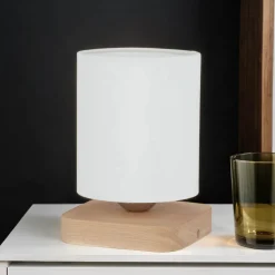 Hot Spot Light Nachttischlampe Modern Stoff Holz E27 20cm klein