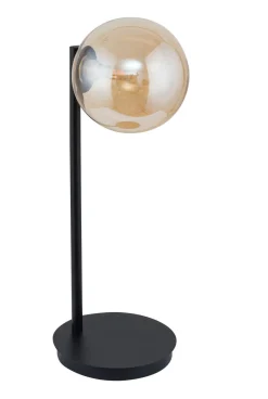 Sigma Nachttischlampe Schwarz Metall Glas Bernstein 44 cm G9* Tischlampen|Kugellampen