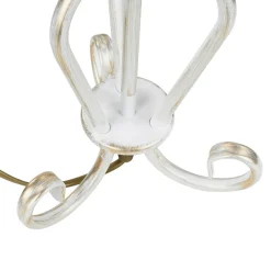 New Jupiter Nachttischlampe Shabby Gold Weiß Stoff Schirm 45cm