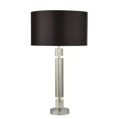 Searchlight Nachttischleuchte E27 62 cm Ø 35 cm Stoff Glas SAMUEL* Glaslampen|Stofflampen