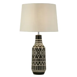 Searchlight Nachttischleuchte E27 69 cm Schwarz Weiß Keramik Stoff* Schlafzimmer Lampen|Stofflampen