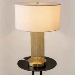 Clearance Maytoni Nachttischleuchte Edelstahl Stoff 47 cm in Gold Weiß