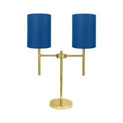 Giovanni Battista Nachttischleuchte 2-flammig E27 61,5 cm Stoff Messing* Tischlampen|Schlafzimmer Lampen