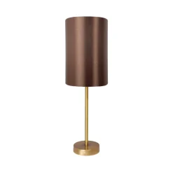 Giovanni Battista Nachttischleuchte in Bronze Braun E27 48,5 cm Messing Stoff* Tischlampen|Schlafzimmer Lampen