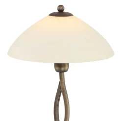 Steinhauer Nachttischleuchte Metall Glas in Bronze Creme E27 45 cm* Tischlampen|Schlafzimmer Lampen