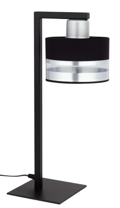 Sigma Nachttischleuchte Schwarz Silber Metall 45 cm E27 klein* Tischlampen|Schlafzimmer Lampen