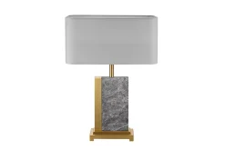 Hot Invicta Interior Nachttischleuchte Stoff Marmor Stahl 65 cm in Gold Grau