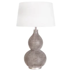 Best By Rydéns Nachttischleuchte Stoff Metall E27 56,5 cm in Silber Weiß